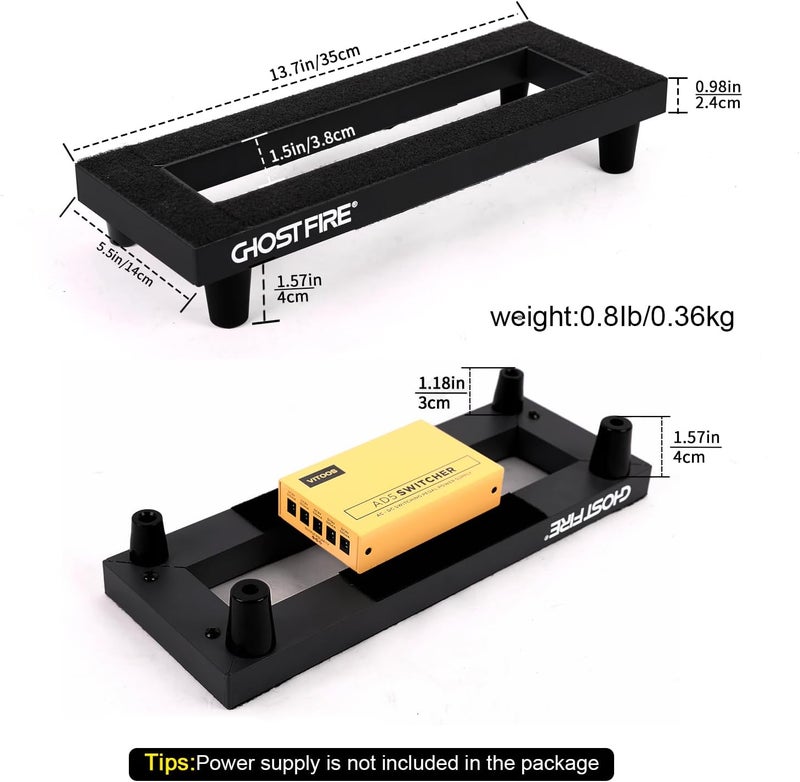 GHOSTFIRE Ghost Fire Guitar Pedal Board Aluminum Alloy 0.8lb Super light Effect Pedalboard13.7''x5.5'' with Carry Bag SPL-01 and Power Supply Adapter GA-5 - Image 2